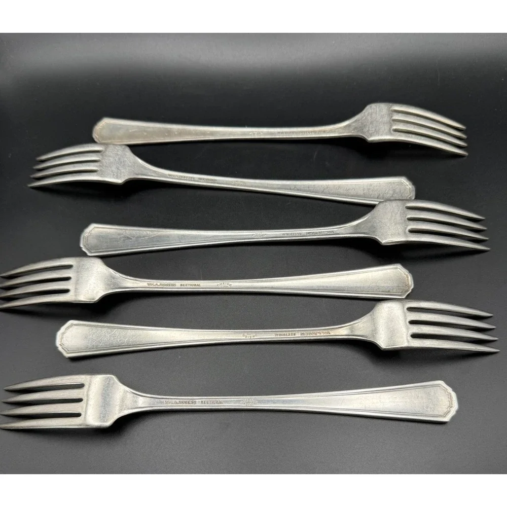Vintage Oneida Wm A Rogers Silverplate Grille Forks Avenue Pattern 1939 Set Of 6